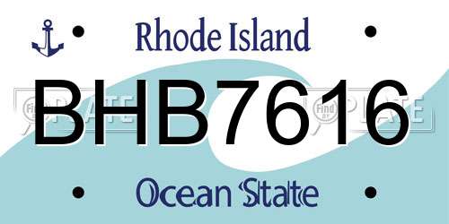 BHB7616 Rhode Island License Plate