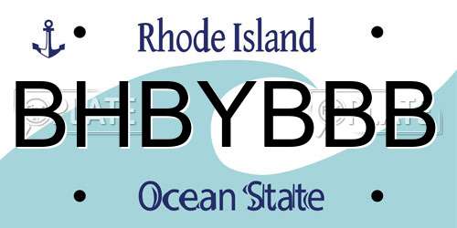 BHBYBBB Rhode Island License Plate
