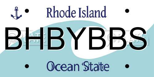 BHBYBBS Rhode Island License Plate