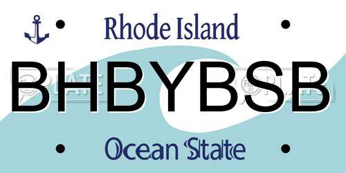 BHBYBSB Rhode Island License Plate