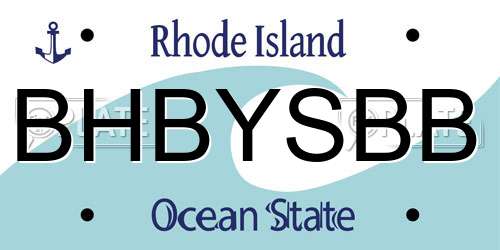 BHBYSBB Rhode Island License Plate