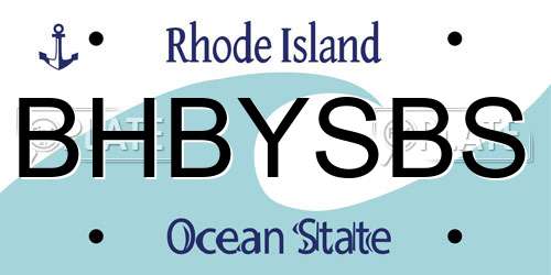 BHBYSBS Rhode Island License Plate