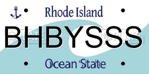 BHBYSSS Rhode Island License Plate