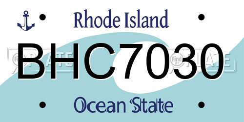 BHC7030 Rhode Island License Plate