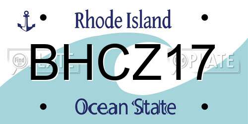 BHCZ17 Rhode Island License Plate