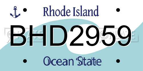 BHD2959 Rhode Island License Plate