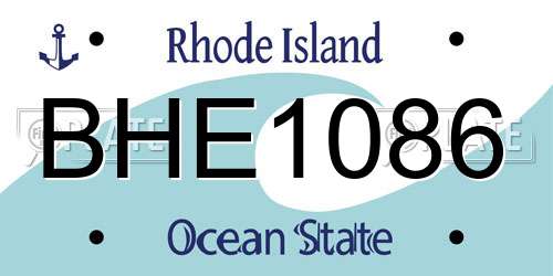 BHE1086 Rhode Island License Plate