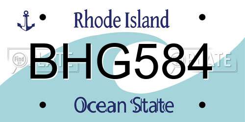 BHG584 Rhode Island License Plate