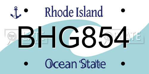 BHG854 Rhode Island License Plate