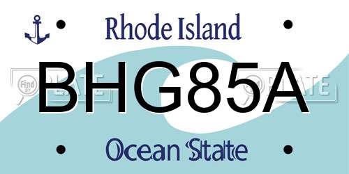 BHG85A Rhode Island License Plate