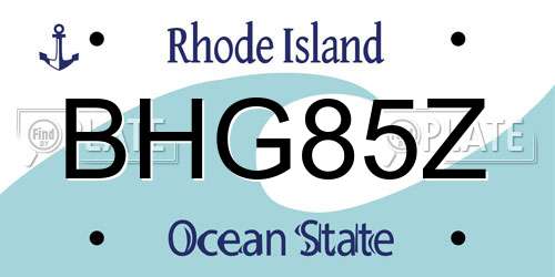 BHG85Z Rhode Island License Plate