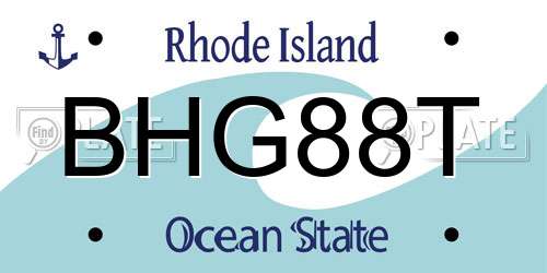 BHG88T Rhode Island License Plate