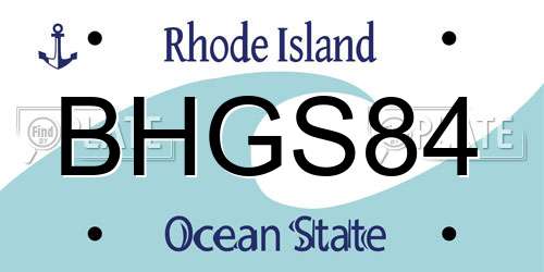 BHGS84 Rhode Island License Plate