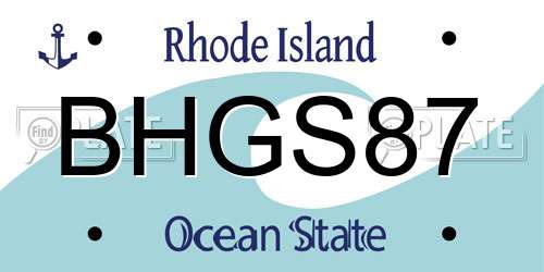 BHGS87 Rhode Island License Plate