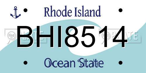 BHI8514 Rhode Island License Plate