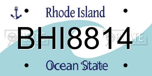 BHI8814 Rhode Island License Plate