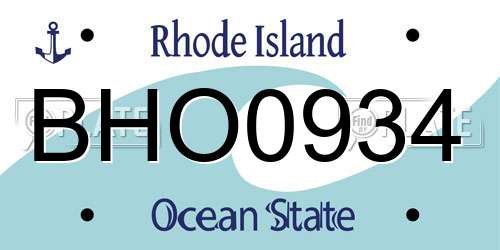 BHO0934 Rhode Island License Plate