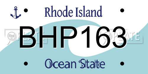 BHP163 Rhode Island License Plate