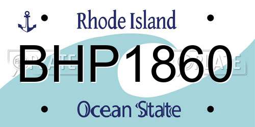 BHP1860 Rhode Island License Plate