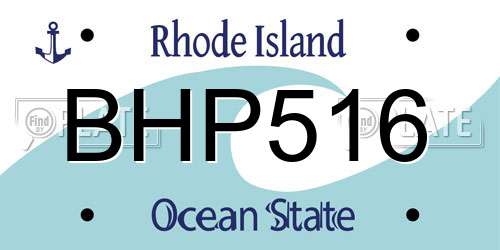 BHP516 Rhode Island License Plate