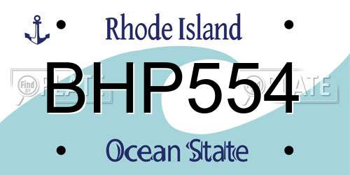 BHP554 Rhode Island License Plate