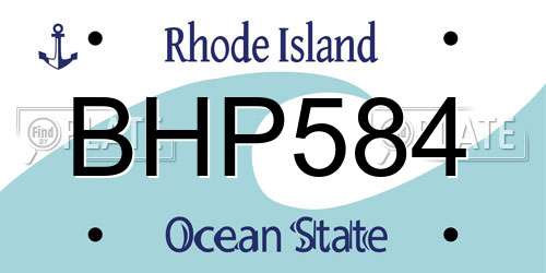 BHP584 Rhode Island License Plate