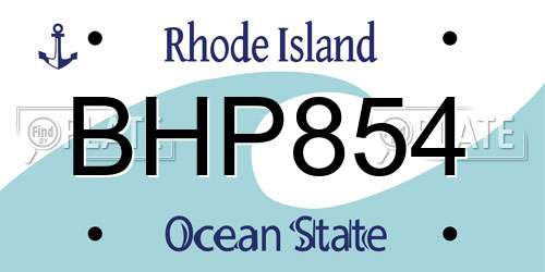 BHP854 Rhode Island License Plate