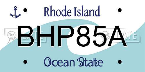 BHP85A Rhode Island License Plate