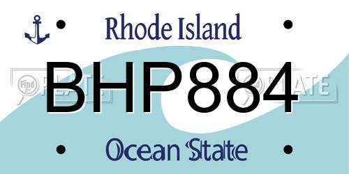 BHP884 Rhode Island License Plate