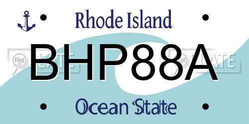 BHP88A Rhode Island License Plate