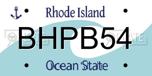 BHPB54 Rhode Island License Plate