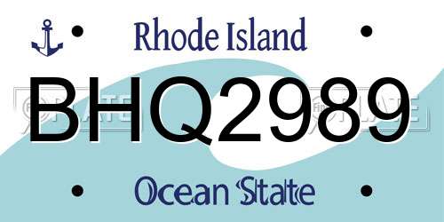 BHQ2989 Rhode Island License Plate