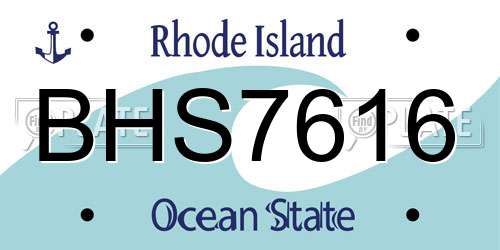 BHS7616 Rhode Island License Plate