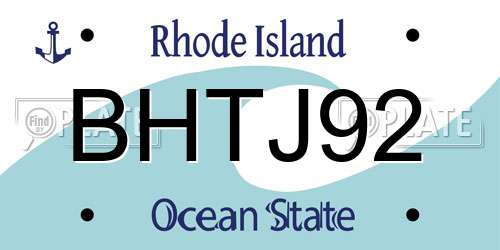 BHTJ92 Rhode Island License Plate