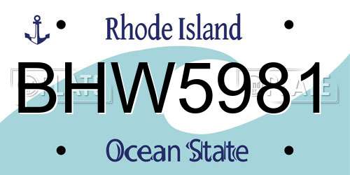 BHW5981 Rhode Island License Plate