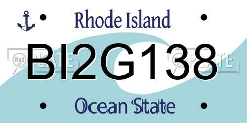 BI2G138 Rhode Island License Plate