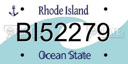 BI52279 Rhode Island License Plate
