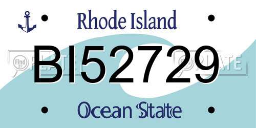 BI52729 Rhode Island License Plate