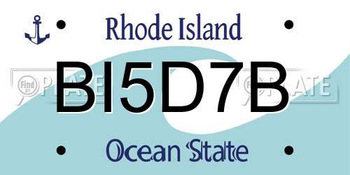 BI5D7B Rhode Island License Plate