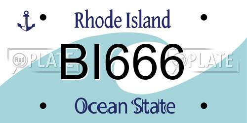 BI666 Rhode Island License Plate