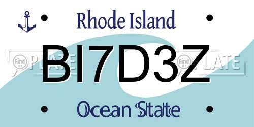 BI7D3Z Rhode Island License Plate