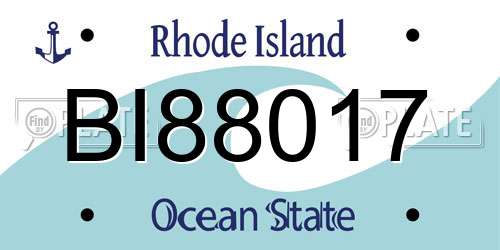 BI88017 Rhode Island License Plate