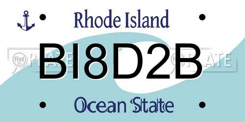 BI8D2B Rhode Island License Plate