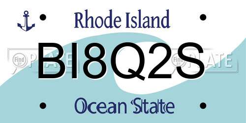 BI8Q2S Rhode Island License Plate