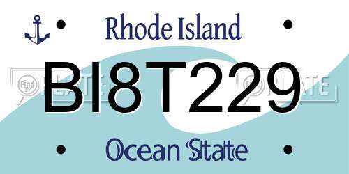 BI8T229 Rhode Island License Plate
