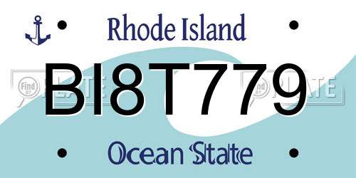 BI8T779 Rhode Island License Plate