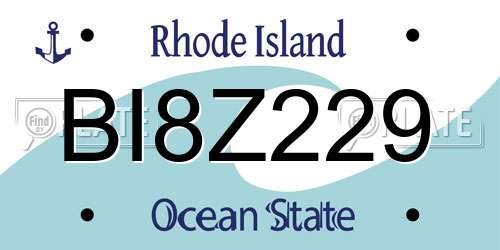 BI8Z229 Rhode Island License Plate