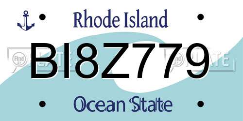 BI8Z779 Rhode Island License Plate