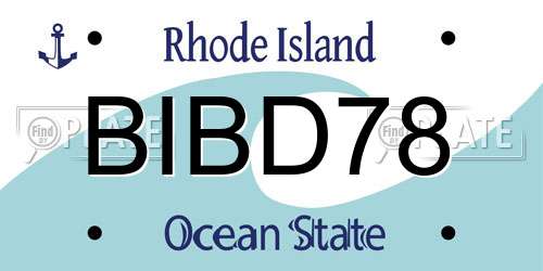 BIBD78 Rhode Island License Plate