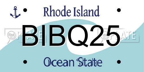 BIBQ25 Rhode Island License Plate